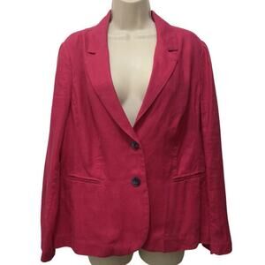 Pure Collection 100% Linen Blazer Jacket Magenta Pink UK14 US8/10